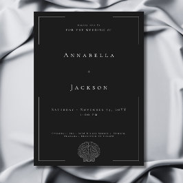 Invitación Tipografía mínima Boda de cascos en blanco y negro