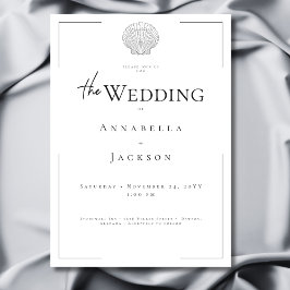 Invitación Tipografía mínima Boda de cascos en blanco y negro
