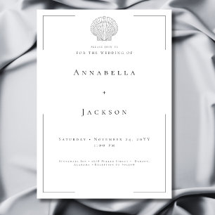 Invitación Tipografía mínima Boda de cascos en blanco y negro