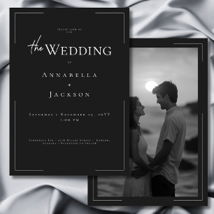 Invitación Tipografía mínima Boda de fotografías en blanco y