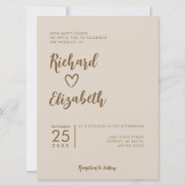Invitación Tipografía mínima Boda moderno limpio