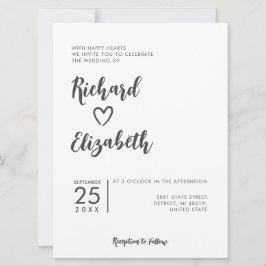 Invitación Tipografía mínima Boda moderno limpio