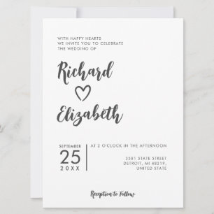 Invitación Tipografía mínima Boda moderno limpio
