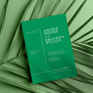 Invitación Tipografía mínima Boda verde tropical