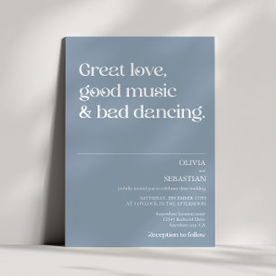 Invitación Tipografía mínima divertida moderna Boda azul turb