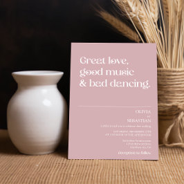 Invitación Tipografía mínima divertida moderna Boda Rosa duro