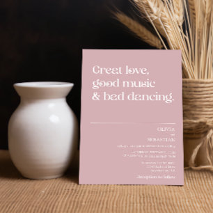 Invitación Tipografía mínima divertida moderna Boda Rosa duro