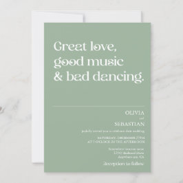 Invitación Tipografía mínima divertida moderna Boda verde sab