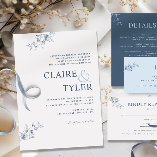 Invitación Tipografía mínima formal y moderna Boda azul (Subido por el creador)