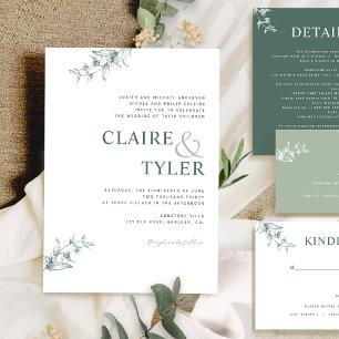 Invitación Tipografía Mínima Formal Y Moderna Boda Verde En