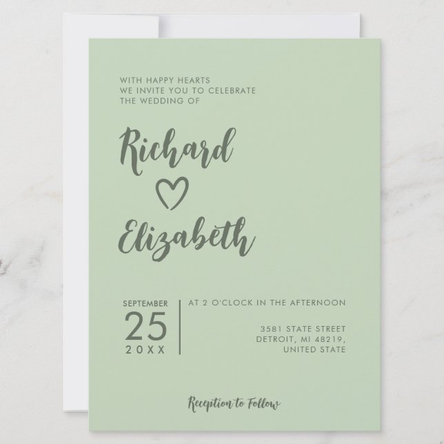 Invitación Tipografía Mínima Limpia Boda Moderna (Anverso)