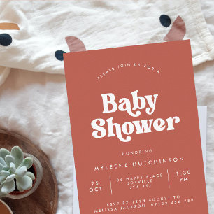 Invitación Tipografía mínima retro Terracota Baby Shower
