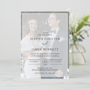 Invitación Tipografía Mínima Simple Vellum Photo Boda