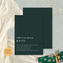 Invitación Tipografía mínimaFiesta de Navidad Verde oscuro