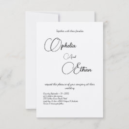 Invitación Tipografía minimalista boda blanco y negro