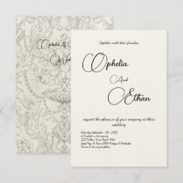 Invitación Tipografía minimalista boda blanco y negro