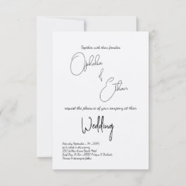 Invitación Tipografía minimalista boda blanco y negro