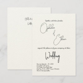 Invitación Tipografía minimalista boda blanco y negro