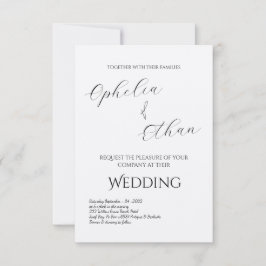 Invitación Tipografía minimalista boda blanco y negro