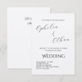 Invitación Tipografía minimalista boda blanco y negro
