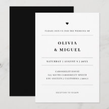 Tipografía minimalista boda corazón negro blanco