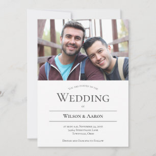 Invitación Tipografía minimalista Boda de fotografía LGBT
