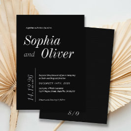 Invitación Tipografía minimalista clásica en blanco y negro