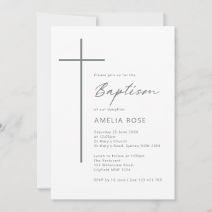 Invitación Tipografía minimalista cruz bautizo