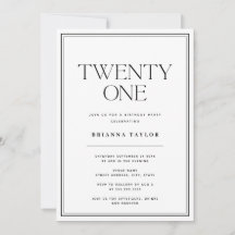 Tipografía minimalista Cumpleaños 21 Blanco y Negr