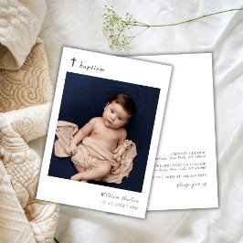 Invitación Tipografía minimalista elegante Baptismo de foto b