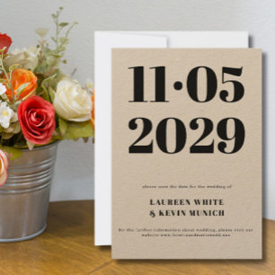 Invitación Tipografía minimalista Kraft Guardar la fecha