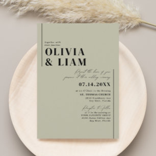 Invitación Tipografía Minimalista moderna Boda de sabio verde