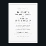 Invitación Tipografía Minimalista moderna Boda simple de bord<br><div class="desc">Moderna tipografía Minimalista Invitación a la simple boda de la frontera El diseño presenta una sencilla tipografía de letra sans serif moderna y simple borde.</div>