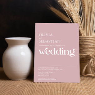 Invitación Tipografía Minimalista moderna Rosa Boda duro