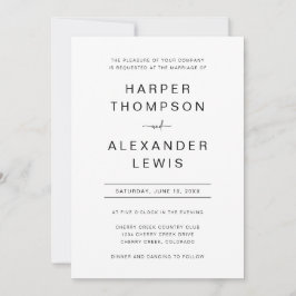 Invitación Tipografía minimalista moderna y chic para boda