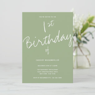 Invitación Tipografía minimalista Primer cumpleaños del bebé