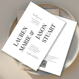 Invitación Tipografía Minimalista simple Boda de código QR ne