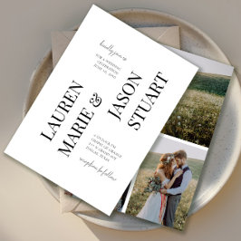 Invitación Tipografía Minimalista simple Boda negro 3 Foto