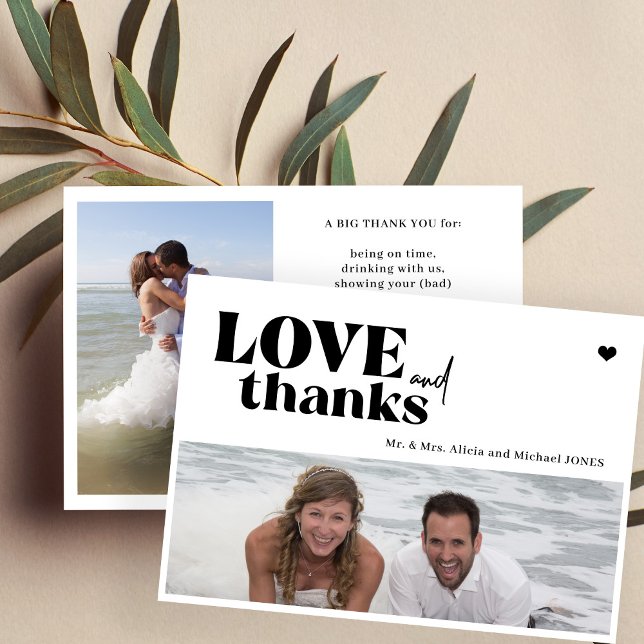 Invitación Tipografía moderna 2 fotos boda gracias (Subido por el creador)