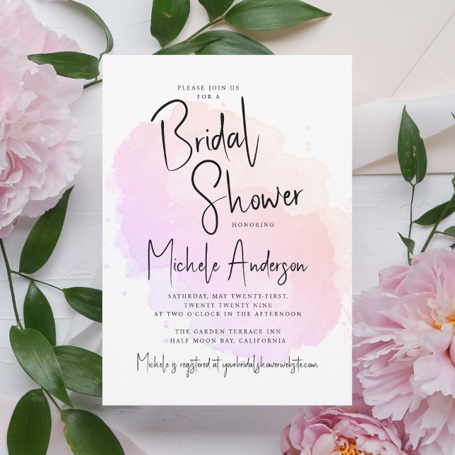 Invitación Tipografía moderna Agua Wash Bridal Shower (Subido por el creador)