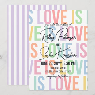 Invitación Tipografía moderna Arcoíris Bodas LGBTQA