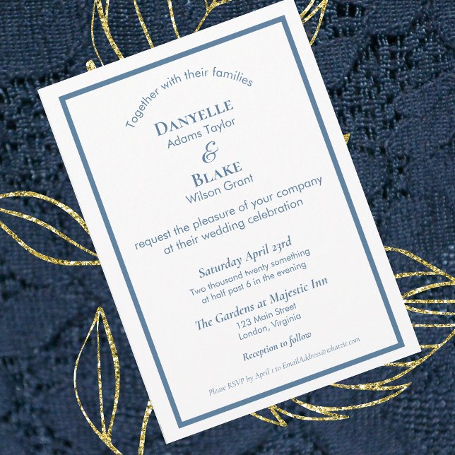 Invitación Tipografía moderna Boda blanco azul turbio (Subido por el creador)