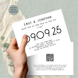 Invitación Tipografía moderna Boda blanco negro