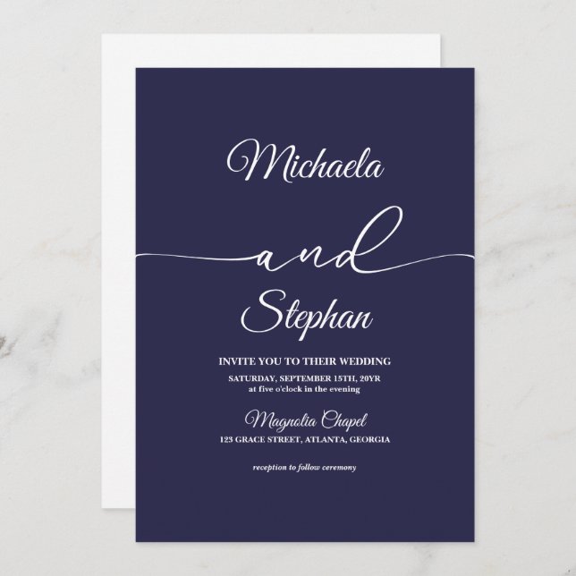 Invitación Tipografía moderna | Boda de Bellisia en negrita (Anverso / Reverso)
