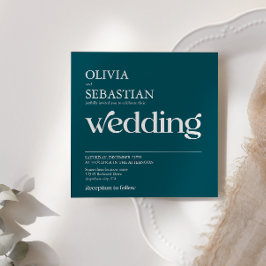 Invitación Tipografía moderna Boda de fotografía Verde azulad
