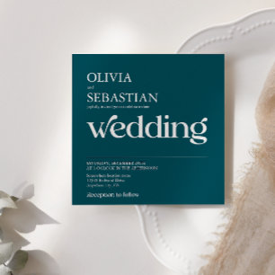 Invitación Tipografía moderna Boda de fotografía Verde azulad