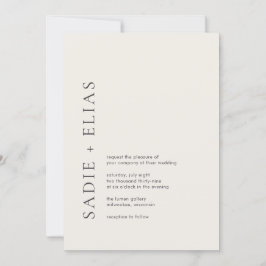 Invitación Tipografía Moderna Boda Elegante Beige