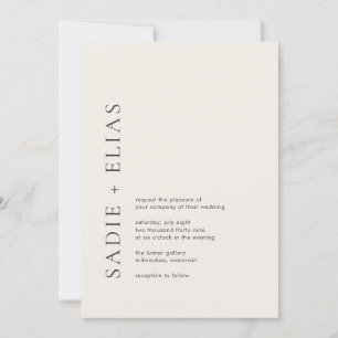 Invitación Tipografía Moderna Boda Elegante Beige