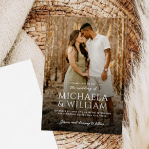 Invitación Tipografía Moderna Boda Foto Única