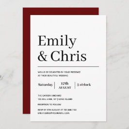 Invitación Tipografía moderna Boda Minimalista simple